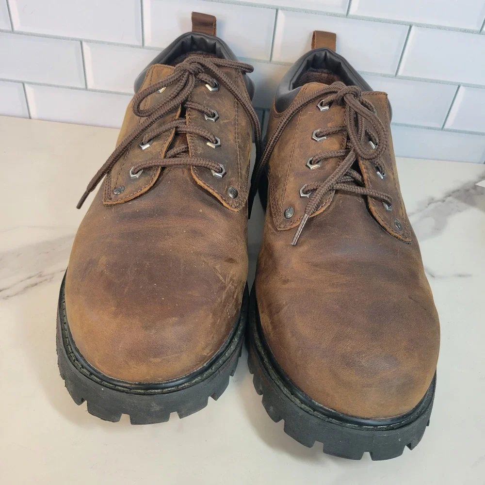 Skechers Mens Tom Cats Brown Leather Utility Shoes Size 13 Lug Sole